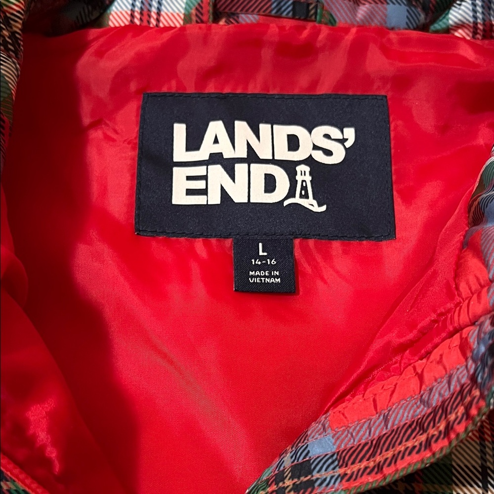 Lands' End Red Plaid Quilted Vest - Picture 3 of 3